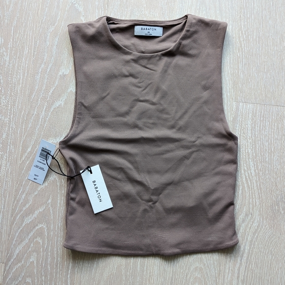 Aritzia Babaton contour muscle tank deep taupe XS NWT - Picture 1 of 3
